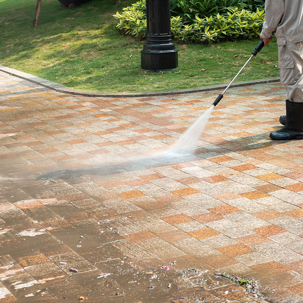 professional before and after cleaning concrete