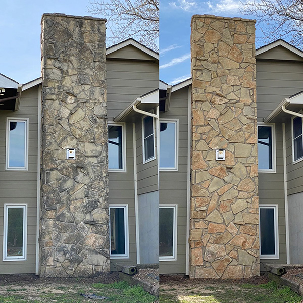 brown home before and after exterior cleaning